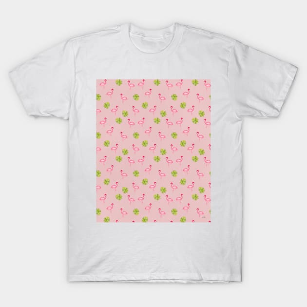 Pink Flamingo Pattern in Blush | Summer | Island Paradise | Tropical T-Shirt by thewhimsicalrepose